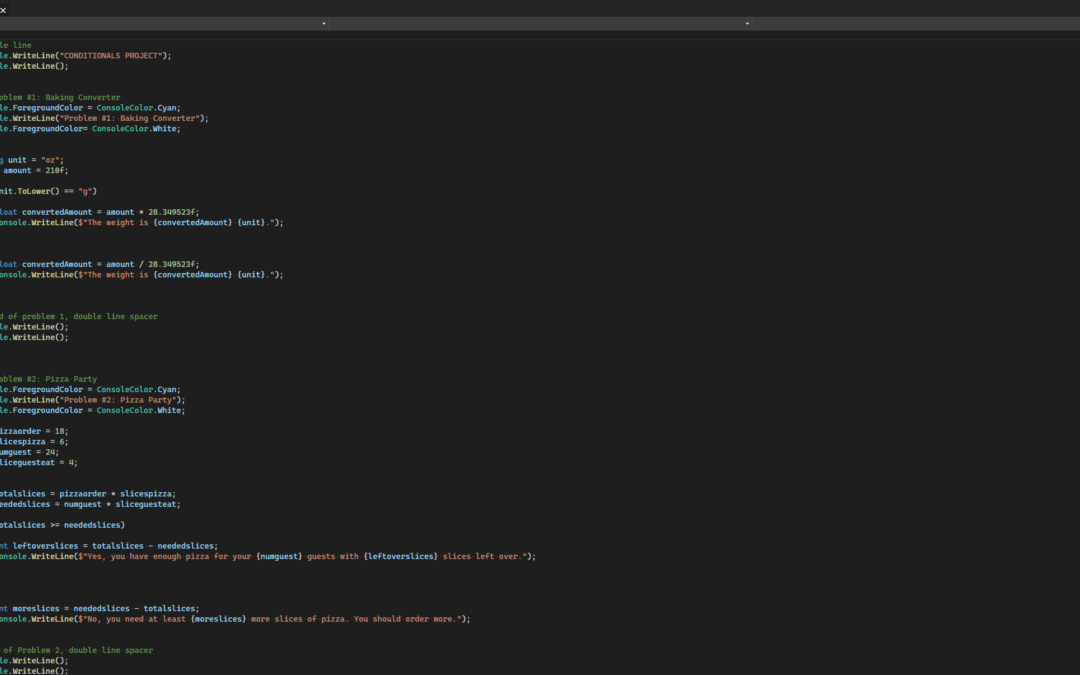 Conditionals (C#)